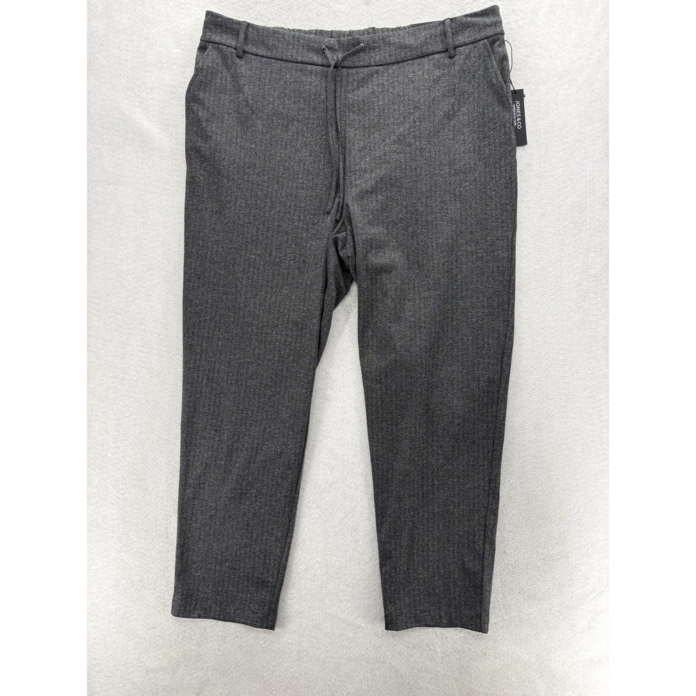 Jones New York Ponte Dress Pants Womens Plus 3X Gray Herringbone Tapered Leg NWT